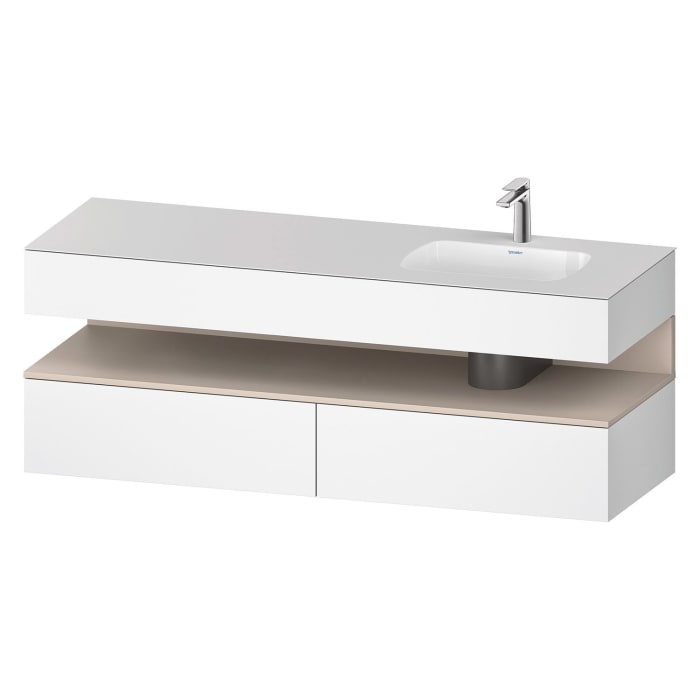Duravit Qatego Einbauwaschtisch rechts mit Konsolenwaschtischunterbau 160 x 60 cm, 1 Auszug