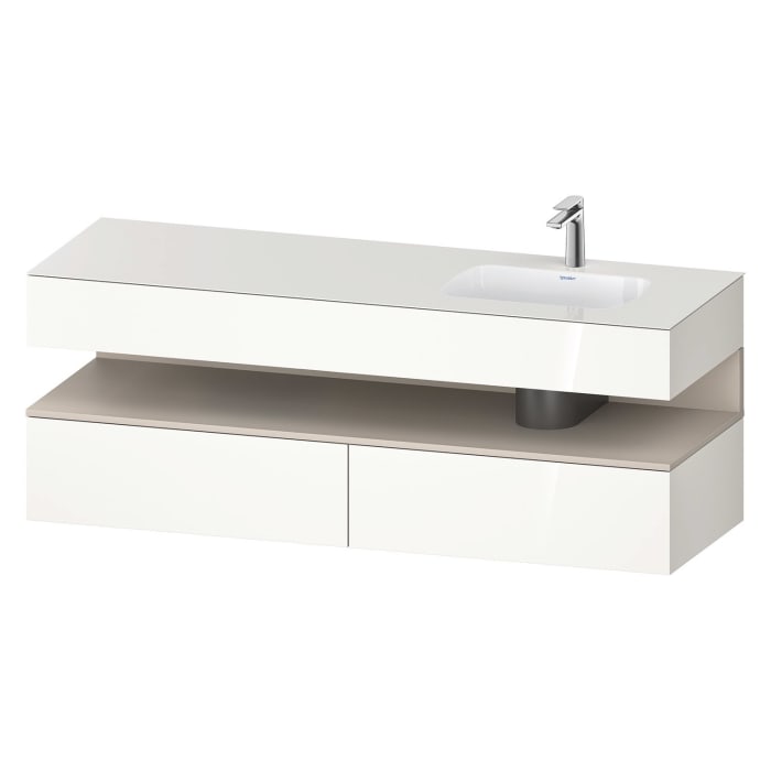 Duravit Qatego Einbauwaschtisch rechts mit Konsolenwaschtischunterbau 160 x 60 cm, 1 Auszug, mit LED Beleuchtung