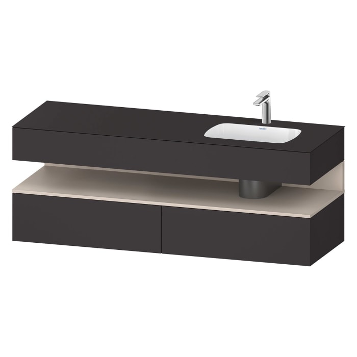 Duravit Qatego Einbauwaschtisch rechts mit Konsolenwaschtischunterbau 160 x 60 cm, 1 Auszug, mit LED Beleuchtung