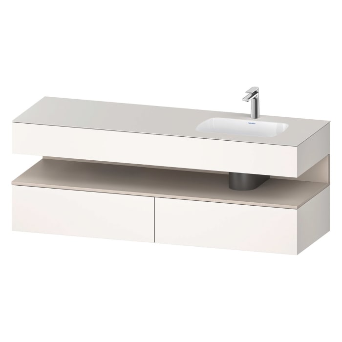 Duravit Qatego Einbauwaschtisch rechts mit Konsolenwaschtischunterbau 160 x 60 cm, 1 Auszug, mit LED Beleuchtung