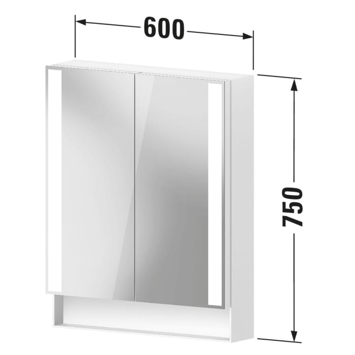 Duravit Qatego Spiegelschrank 60 x 75 cm, mit Innenbeleuchtung, LKZ: 2