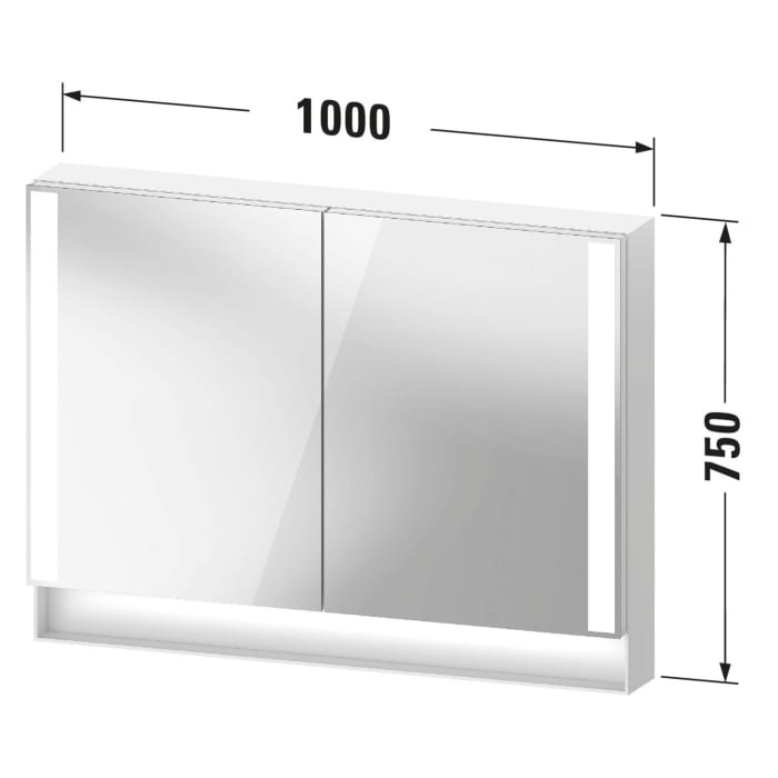 Duravit Qatego Spiegelschrank 100 x 75 cm, mit Innenbeleuchtung, LKZ: 2