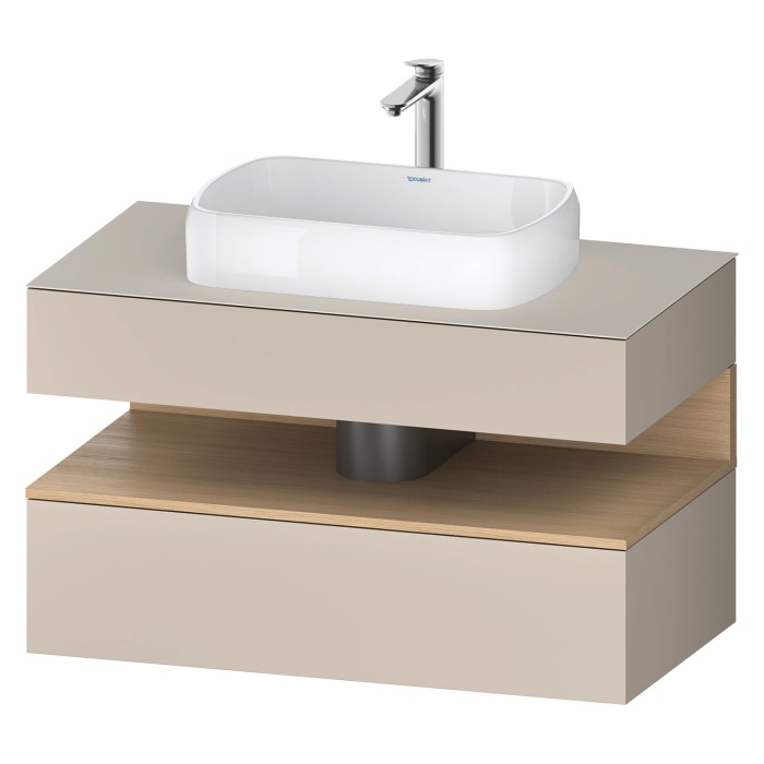 Duravit Qatego Konsolenwaschtischunterbau mit Ausschnitt mittig 100 x 60 cm, 2 Auszüge, mit LED Beleuchtung