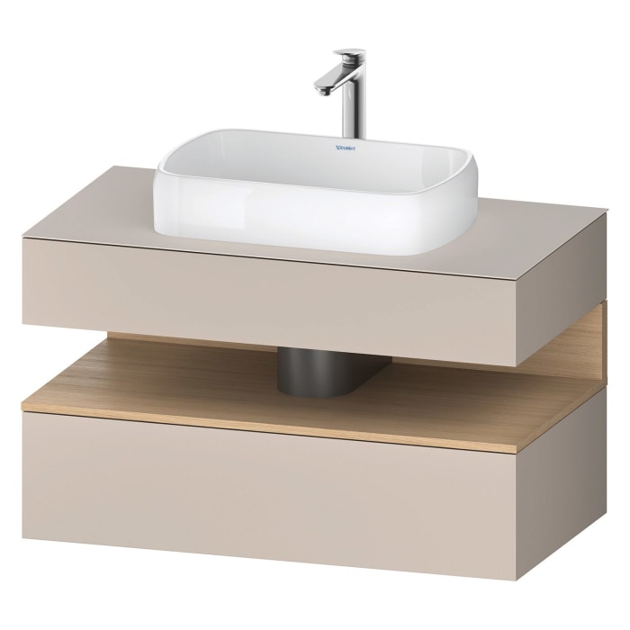 Duravit Qatego Konsolenwaschtischunterbau mit Ausschnitt mittig 100 x 60 cm, 2 Auszüge, mit LED Beleuchtung