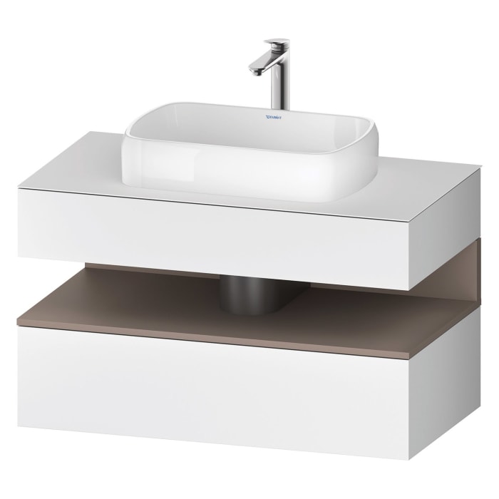 Duravit Qatego Konsolenwaschtischunterbau mit Ausschnitt mittig 100 x 60 cm, 2 Auszüge, mit LED Beleuchtung