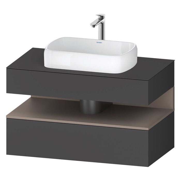 Duravit Qatego Konsolenwaschtischunterbau mit Ausschnitt mittig 100 x 60 cm, 2 Auszüge