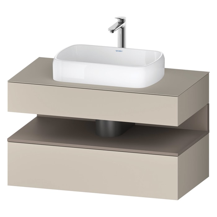 Duravit Qatego Konsolenwaschtischunterbau mit Ausschnitt mittig 100 x 60 cm, 2 Auszüge, mit LED Beleuchtung