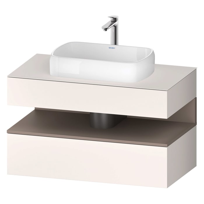 Duravit Qatego Konsolenwaschtischunterbau mit Ausschnitt mittig 100 x 60 cm, 2 Auszüge