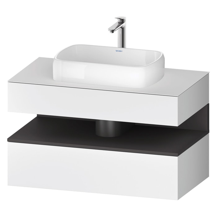 Duravit Qatego Konsolenwaschtischunterbau mit Ausschnitt mittig 100 x 60 cm, 2 Auszüge