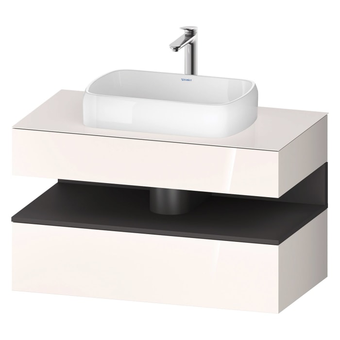 Duravit Qatego Konsolenwaschtischunterbau mit Ausschnitt mittig 100 x 60 cm, 2 Auszüge, mit LED Beleuchtung