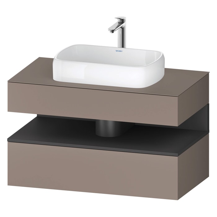 Duravit Qatego Konsolenwaschtischunterbau mit Ausschnitt mittig 100 x 60 cm, 2 Auszüge, mit LED Beleuchtung