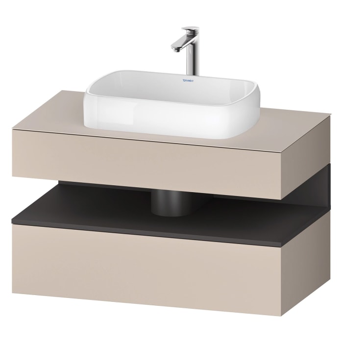 Duravit Qatego Konsolenwaschtischunterbau mit Ausschnitt mittig 100 x 60 cm, 2 Auszüge