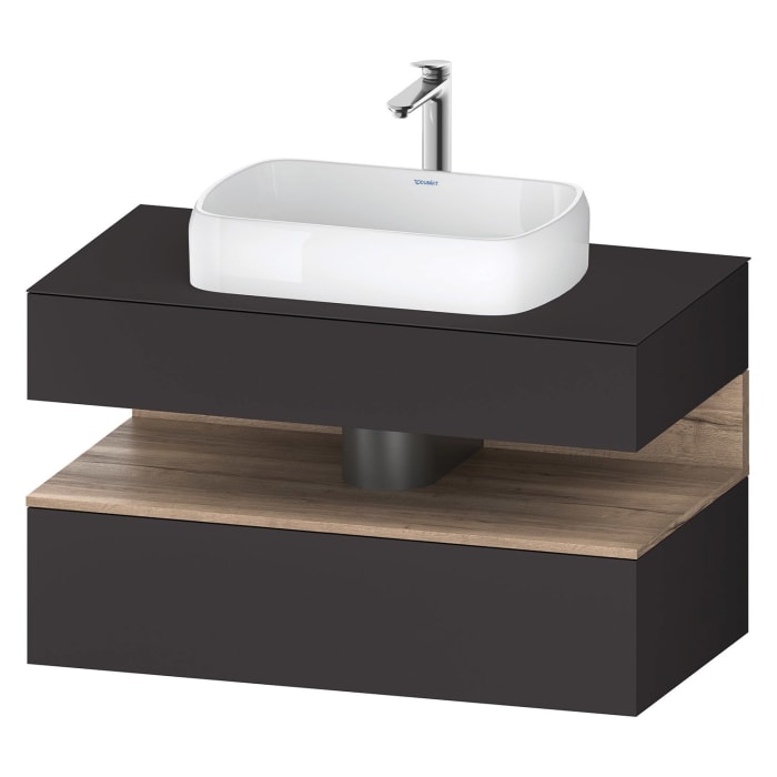 Duravit Qatego Konsolenwaschtischunterbau mit Ausschnitt mittig 100 x 60 cm, 2 Auszüge