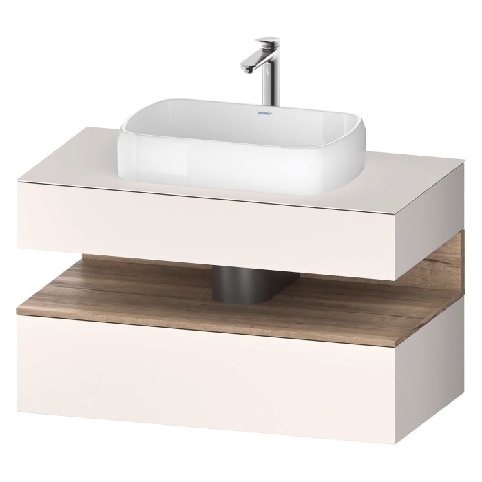 Duravit Qatego Konsolenwaschtischunterbau mit Ausschnitt mittig 100 x 60 cm, 2 Auszüge