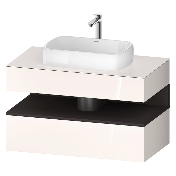 Duravit Qatego Konsolenwaschtischunterbau mit Ausschnitt mittig 100 x 60 cm, 2 Auszüge