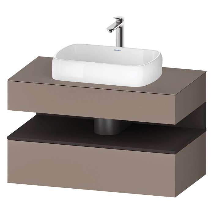 Duravit Qatego Konsolenwaschtischunterbau mit Ausschnitt mittig 100 x 60 cm, 2 Auszüge