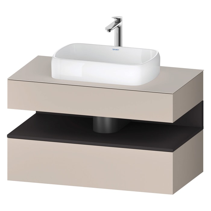 Duravit Qatego Konsolenwaschtischunterbau mit Ausschnitt mittig 100 x 60 cm, 2 Auszüge