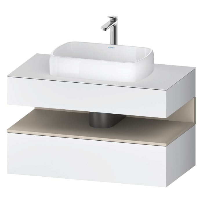 Duravit Qatego Konsolenwaschtischunterbau mit Ausschnitt mittig 100 x 60 cm, 2 Auszüge, mit LED Beleuchtung