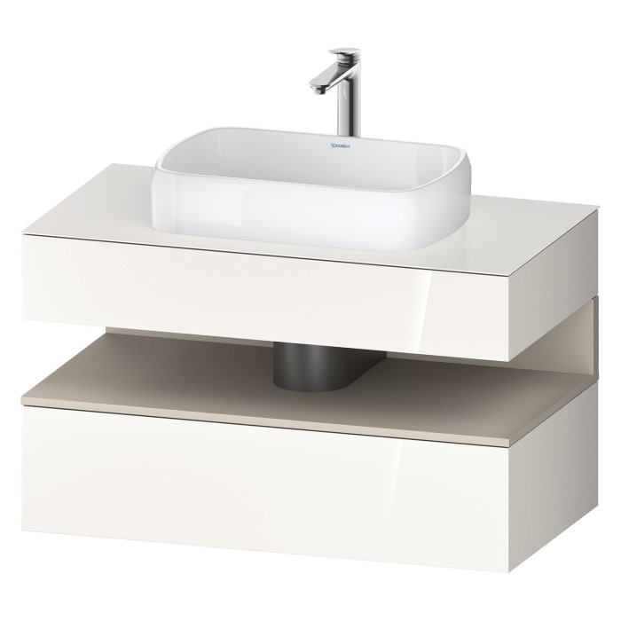 Duravit Qatego Konsolenwaschtischunterbau mit Ausschnitt mittig 100 x 60 cm, 2 Auszüge