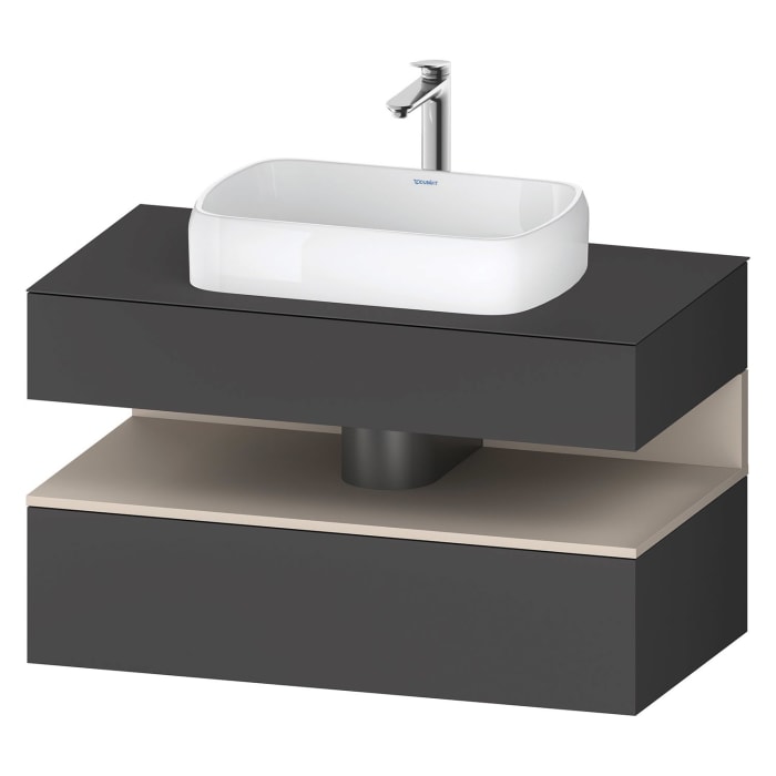 Duravit Qatego Konsolenwaschtischunterbau mit Ausschnitt mittig 100 x 60 cm, 2 Auszüge, mit LED Beleuchtung