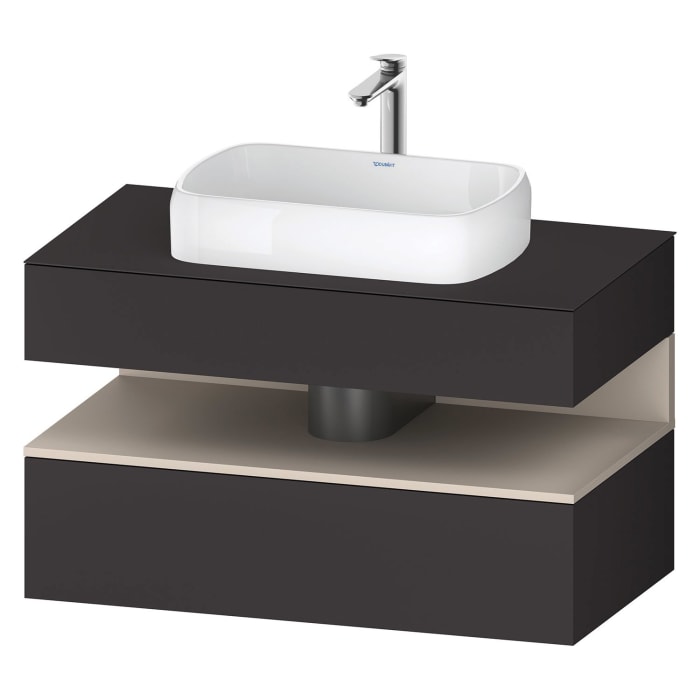 Duravit Qatego Konsolenwaschtischunterbau mit Ausschnitt mittig 100 x 60 cm, 2 Auszüge