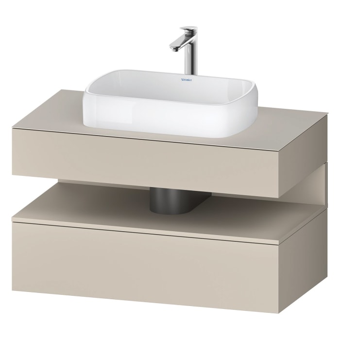 Duravit Qatego Konsolenwaschtischunterbau mit Ausschnitt mittig 100 x 60 cm, 2 Auszüge