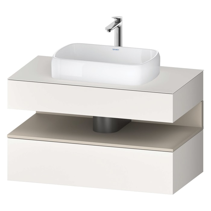 Duravit Qatego Konsolenwaschtischunterbau mit Ausschnitt mittig 100 x 60 cm, 2 Auszüge