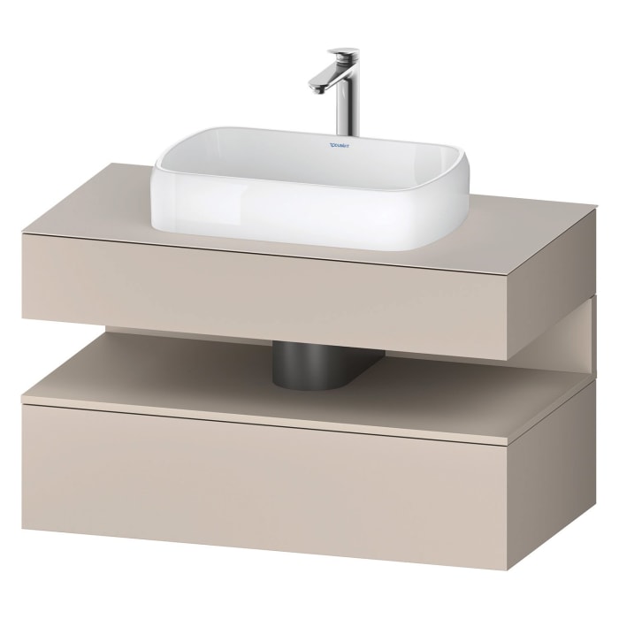 Duravit Qatego Konsolenwaschtischunterbau mit Ausschnitt mittig 100 x 60 cm, 2 Auszüge, mit LED Beleuchtung