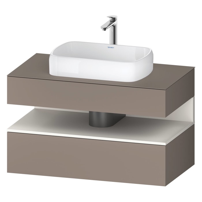 Duravit Qatego Konsolenwaschtischunterbau mit Ausschnitt mittig 100 x 60 cm, 2 Auszüge