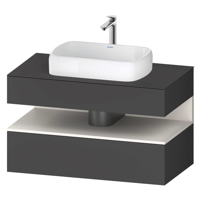 Duravit Qatego Konsolenwaschtischunterbau mit Ausschnitt mittig 100 x 60 cm, 2 Auszüge, mit LED Beleuchtung