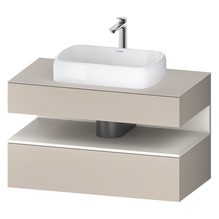 Duravit Qatego Konsolenwaschtischunterbau mit Ausschnitt mittig 100 x 60 cm, 2 Auszüge