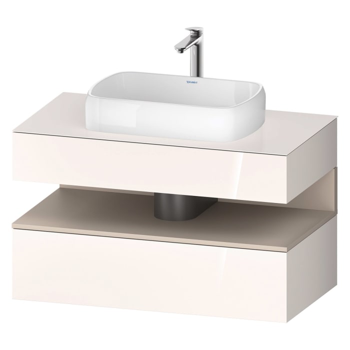 Duravit Qatego Konsolenwaschtischunterbau mit Ausschnitt mittig 100 x 60 cm, 2 Auszüge, mit LED Beleuchtung