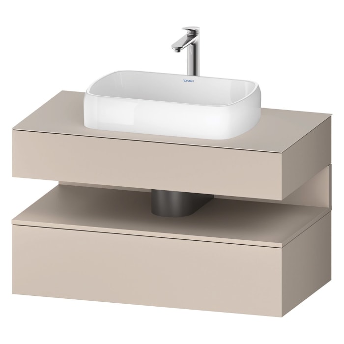 Duravit Qatego Konsolenwaschtischunterbau mit Ausschnitt mittig 100 x 60 cm, 2 Auszüge