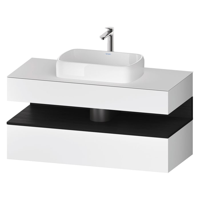 Duravit Qatego Konsolenwaschtischunterbau mit Ausschnitt mittig 120 x 60 cm, 2 Auszüge