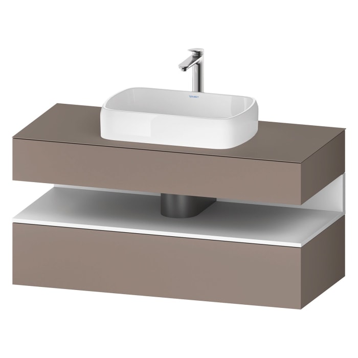 Duravit Qatego Konsolenwaschtischunterbau mit Ausschnitt mittig 120 x 60 cm, 2 Auszüge, mit LED Beleuchtung