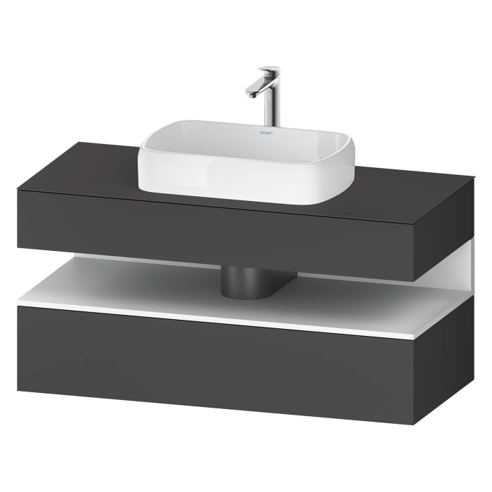 Duravit Qatego Konsolenwaschtischunterbau mit Ausschnitt mittig 120 x 60 cm, 2 Auszüge, mit LED Beleuchtung