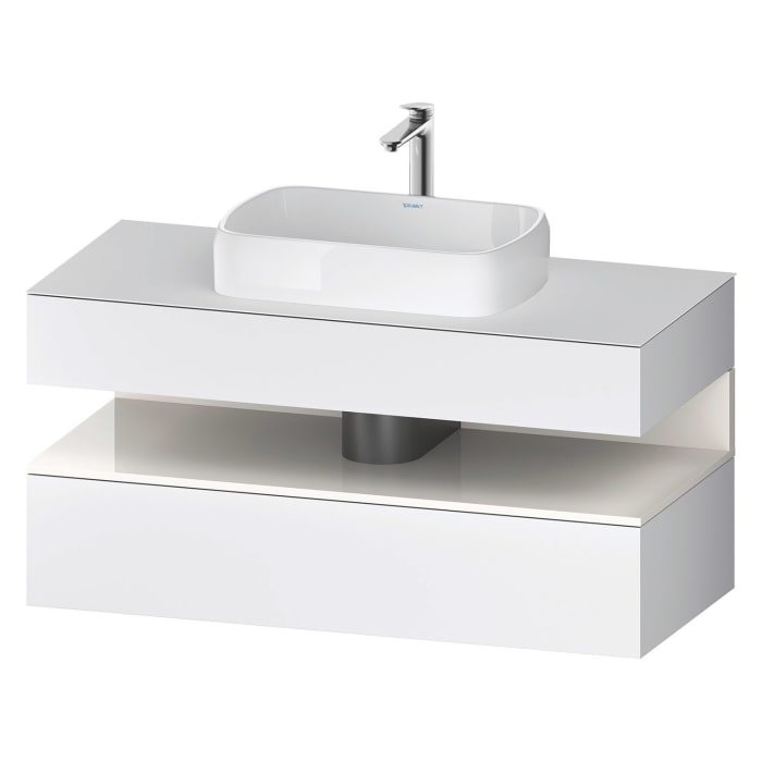 Duravit Qatego Konsolenwaschtischunterbau mit Ausschnitt mittig 120 x 60 cm, 2 Auszüge, mit LED Beleuchtung