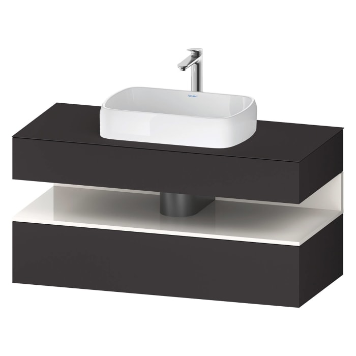 Duravit Qatego Konsolenwaschtischunterbau mit Ausschnitt mittig 120 x 60 cm, 2 Auszüge, mit LED Beleuchtung