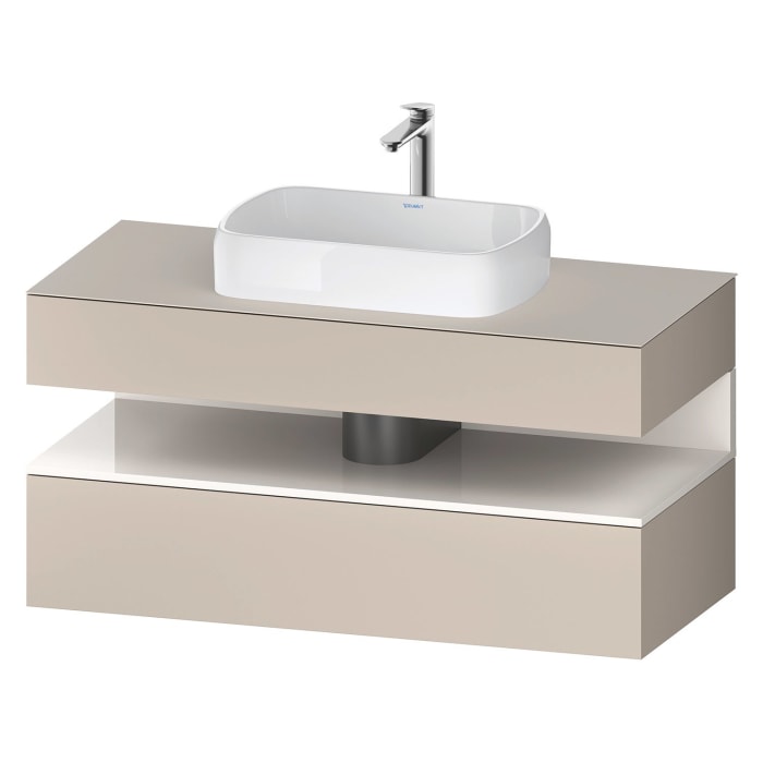Duravit Qatego Konsolenwaschtischunterbau mit Ausschnitt mittig 120 x 60 cm, 2 Auszüge