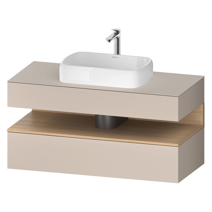 Duravit Qatego Konsolenwaschtischunterbau mit Ausschnitt mittig 120 x 60 cm, 2 Auszüge