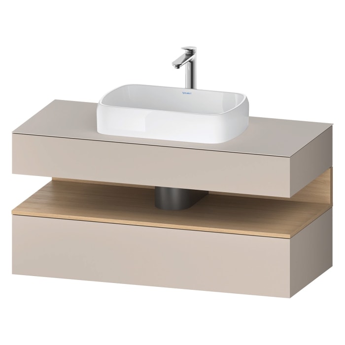 Duravit Qatego Konsolenwaschtischunterbau mit Ausschnitt mittig 120 x 60 cm, 2 Auszüge