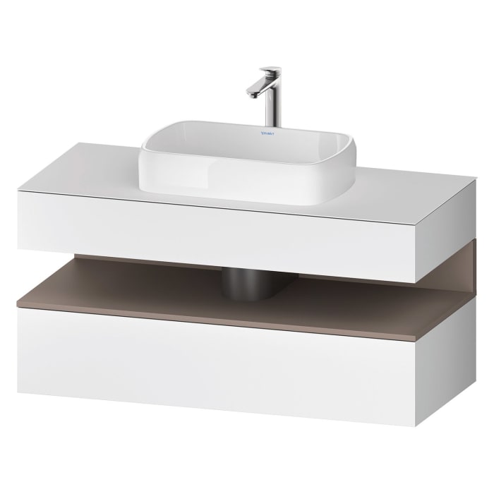 Duravit Qatego Konsolenwaschtischunterbau mit Ausschnitt mittig 120 x 60 cm, 2 Auszüge