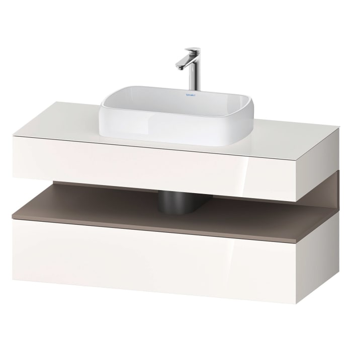 Duravit Qatego Konsolenwaschtischunterbau mit Ausschnitt mittig 120 x 60 cm, 2 Auszüge, mit LED Beleuchtung