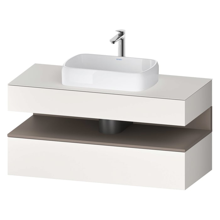 Duravit Qatego Konsolenwaschtischunterbau mit Ausschnitt mittig 120 x 60 cm, 2 Auszüge, mit LED Beleuchtung