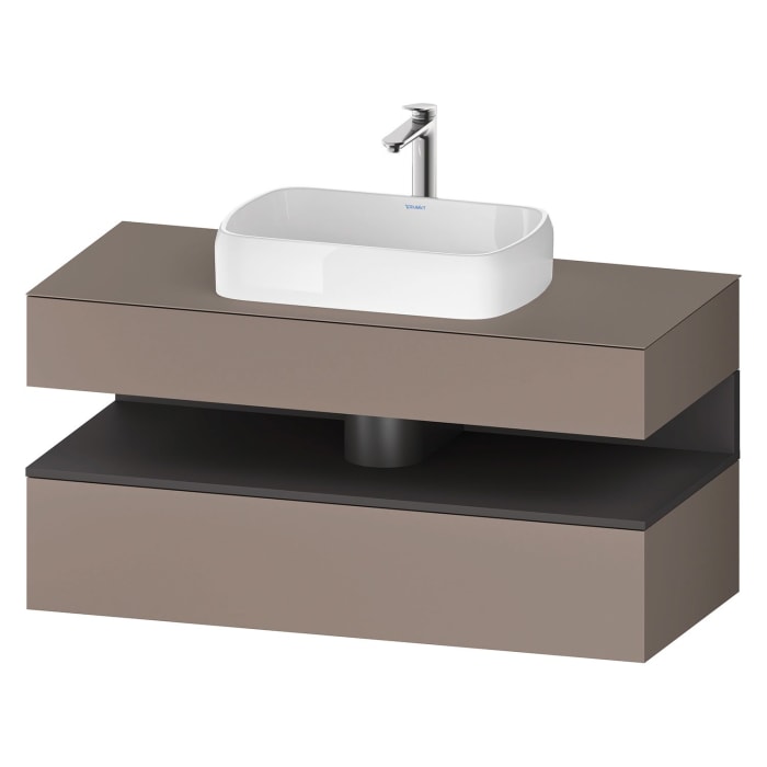 Duravit Qatego Konsolenwaschtischunterbau mit Ausschnitt mittig 120 x 60 cm, 2 Auszüge