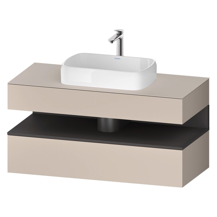 Duravit Qatego Konsolenwaschtischunterbau mit Ausschnitt mittig 120 x 60 cm, 2 Auszüge