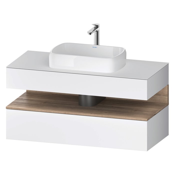 Duravit Qatego Konsolenwaschtischunterbau mit Ausschnitt mittig 120 x 60 cm, 2 Auszüge