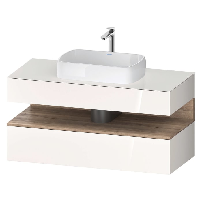 Duravit Qatego Konsolenwaschtischunterbau mit Ausschnitt mittig 120 x 60 cm, 2 Auszüge