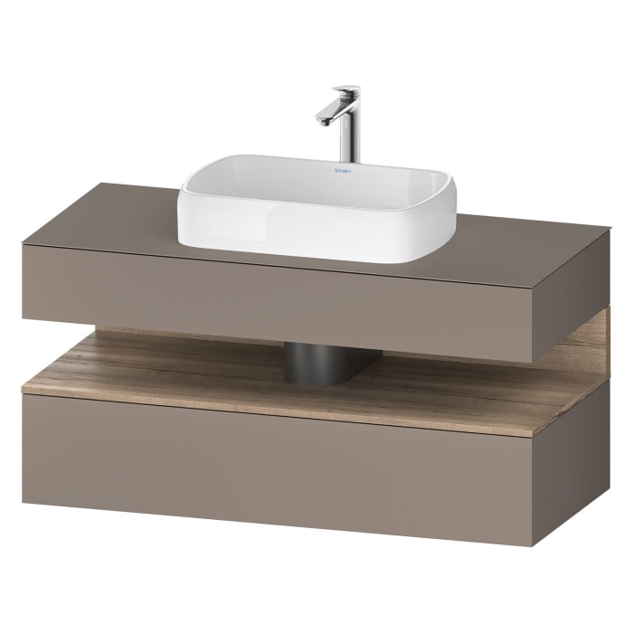 Duravit Qatego Konsolenwaschtischunterbau mit Ausschnitt mittig 120 x 60 cm, 2 Auszüge