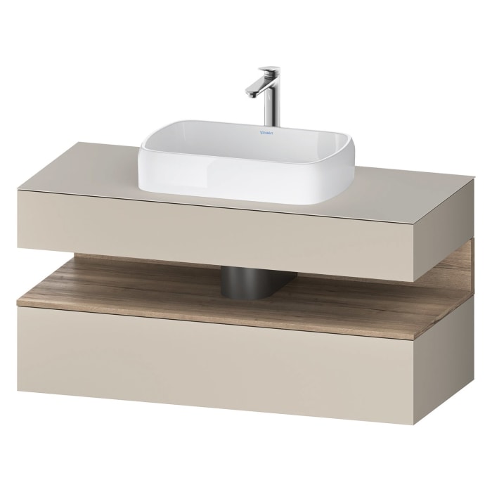 Duravit Qatego Konsolenwaschtischunterbau mit Ausschnitt mittig 120 x 60 cm, 2 Auszüge
